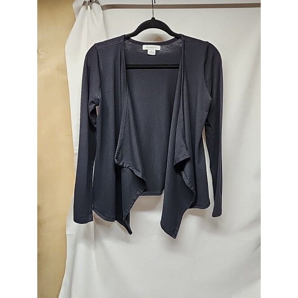 Liz Clairbor Anchor Black Draped Open Front Cardigan Women's Size S